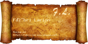 Fábri Larion névjegykártya